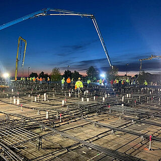 Pumping concrete on a big commercial slab